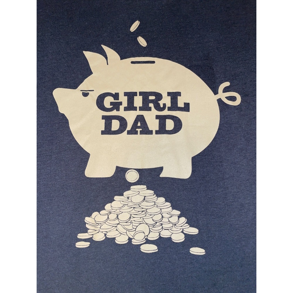 Academy Sports Mens Girl Dad Piggy Bank Graphic T-Shirt Gray Size M NEW